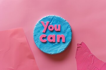Lettering "you can do it" on pastel background Generated Image