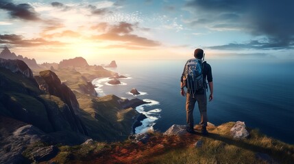Photo of an Adventurer on a Cliff with a Beautiful View

