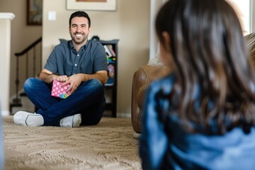Obraz premium Photo of Little Girl Hiding a Present Behind Her Back