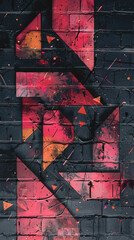 Geometric pattern in black and pink in graffiti style. - 791781177