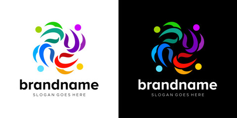 logo colorful abstract human circle 