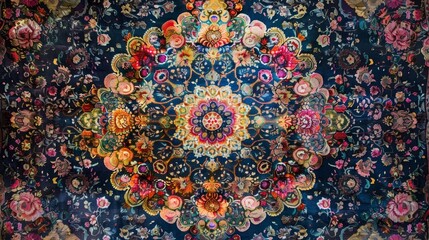 Vibrant traditional Turkish Persian carpet rug texture design