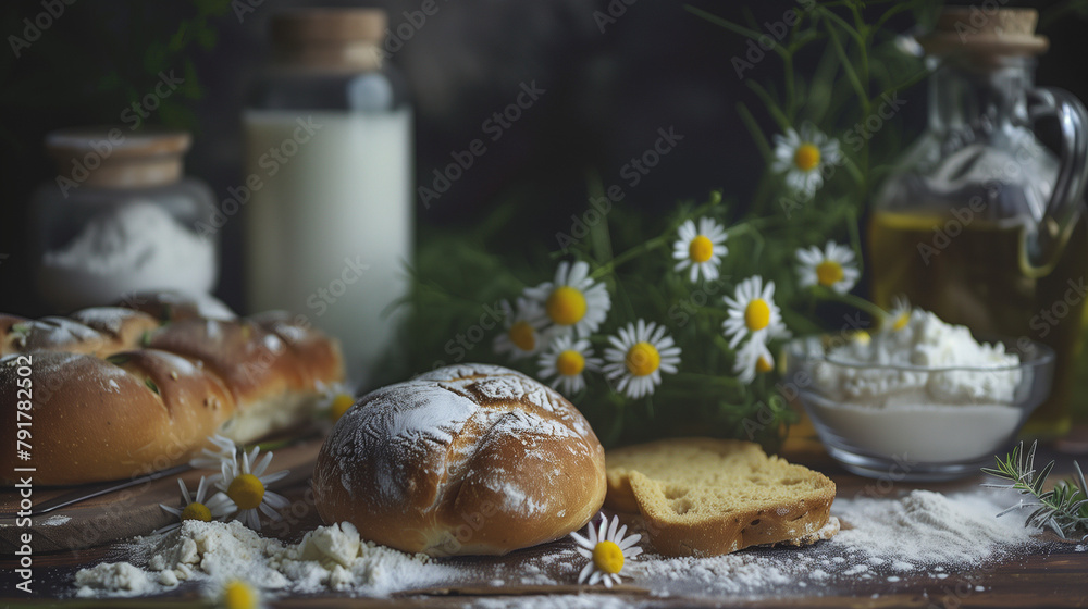 Sticker bread and milk