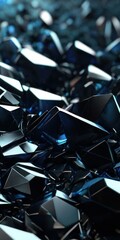 3d render, abstract dark blue crystal background, faceted texture, macro panorama, wide panoramic polygonal wallpaper. abstract faceted crystallized background