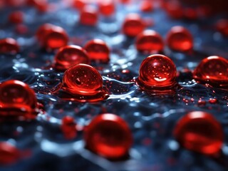 red blood cells medical background banner. red blood cells flowing in a vessel, 3D illustration