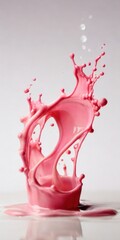 Beautiful creamy splash of Pink liquid foam or other liquid isolated on white background. Stop motion freeze shot. Splash for texture elements