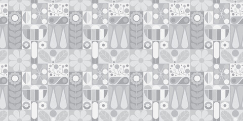 Floral illustration background. Seamless pattern.Vector. 花のイラストパターン