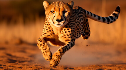 african wild animal in nature, wild animal, panthera parus, running in sand dunes in south africa