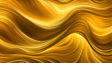 Abstract background composed of golden wave patterns, luxury gold concept, festive celebration background, silk and curved patterns - obrazy, fototapety, plakaty