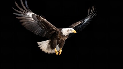 Naklejka premium Portrait of Bald Eagle Flying in the Air, Isolated