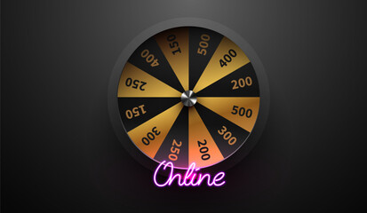 Wheel of luck or fortune. Colorful gambling wheel. Online casino. Internet casino.