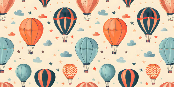 seamless pattern of childlike colorful air bloons