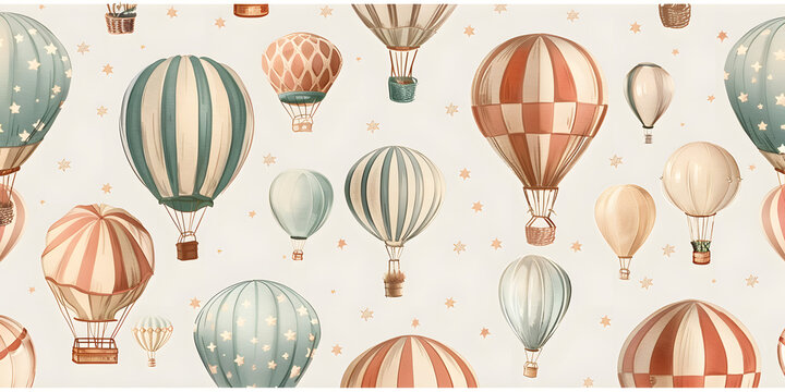 seamless pattern of childlike colorful air bloons