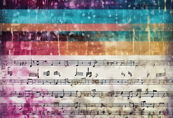 'aquatic music seamless frayed background musical colorful Vector notes vertical tape canvas grunge...
