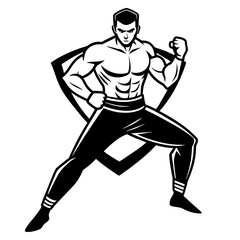 Fototapeta premium logo--kickboxer-in-pants-kickboxing-federation--si