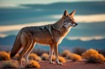 Coyote With Beautiful Background