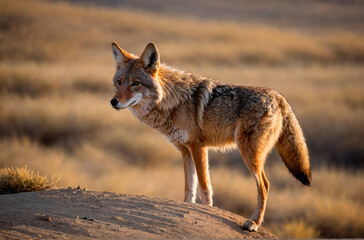 Naklejka premium Coyote With Beautiful Background