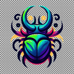 vector illustration of colorful horn beetle