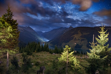 Starry Night Over Gerlos and Königsleiten in the Austrian Alps