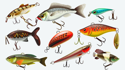 a bunch of different types of fishing lures
