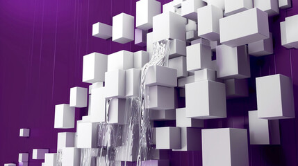 Cosmic Elegance White Cubes Adorning Abstract Purple Background
