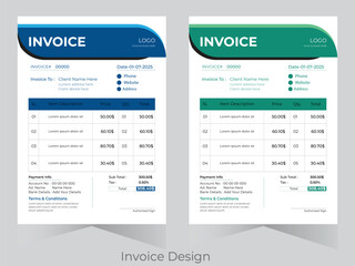 Creative, modern, unique, clean, and professional corporate company business letterhead and invoice template design with color and concept variation bundle