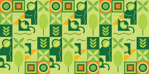 Geometric pattern green nature abstract leaves pattern for banner packaging set of posters seamless pattern pattern for corporate identity design elements vector drawing.