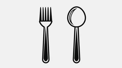 two forks and a spoon on a white background - obrazy, fototapety, plakaty