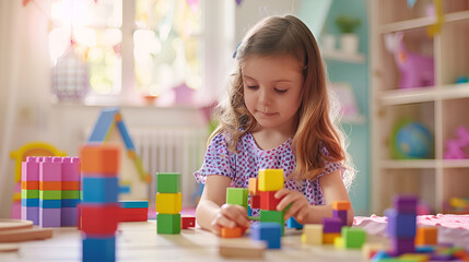 child playing with blocks,generative ai