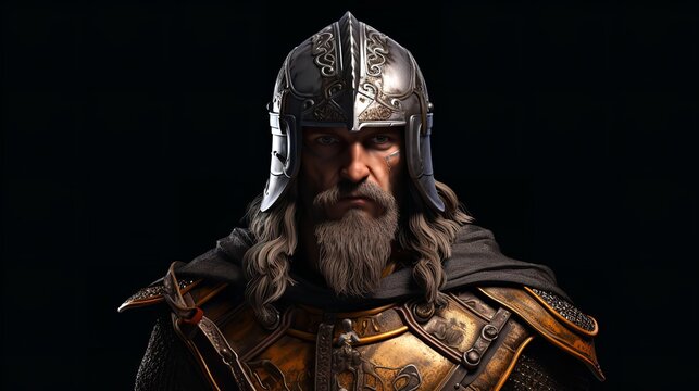Portrait of Medieval Scandinavian or Viking Warrior


