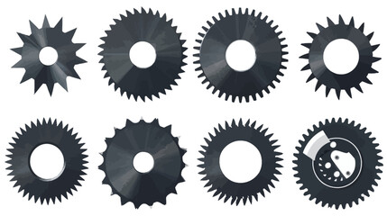a set of six circular saws on a white background