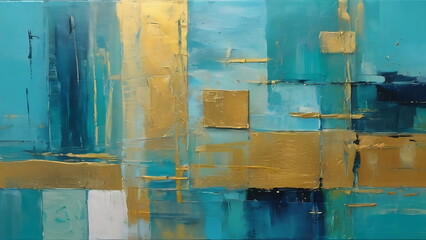Abstract Geometric Shapes Oil Painting, Palette Knife Technique