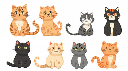 Obraz na płótnie Canvas Set of cartoon cats.