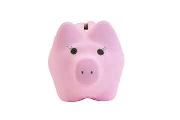 Pink piggy bank isolated on white background. - 791794578