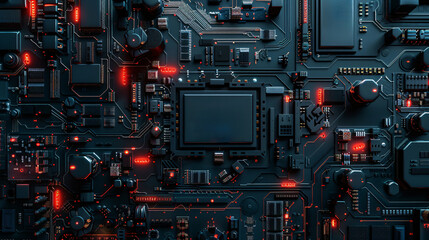 Circuit board close-up. Technology background.