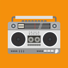 Boombox Icon Vector Illustration. Retro cassette player vector design