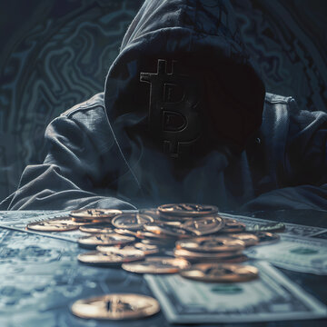 crypto scam theme images with shady character 