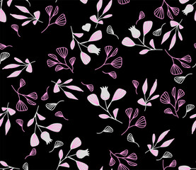 Seamless colorful cute floral  spring pattern in doodle style. Vector illustration.