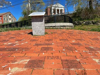 View from the Engraved Clay Bricks Markers Garden Walkway Sidewalk in Memorial Park Up Towards the...