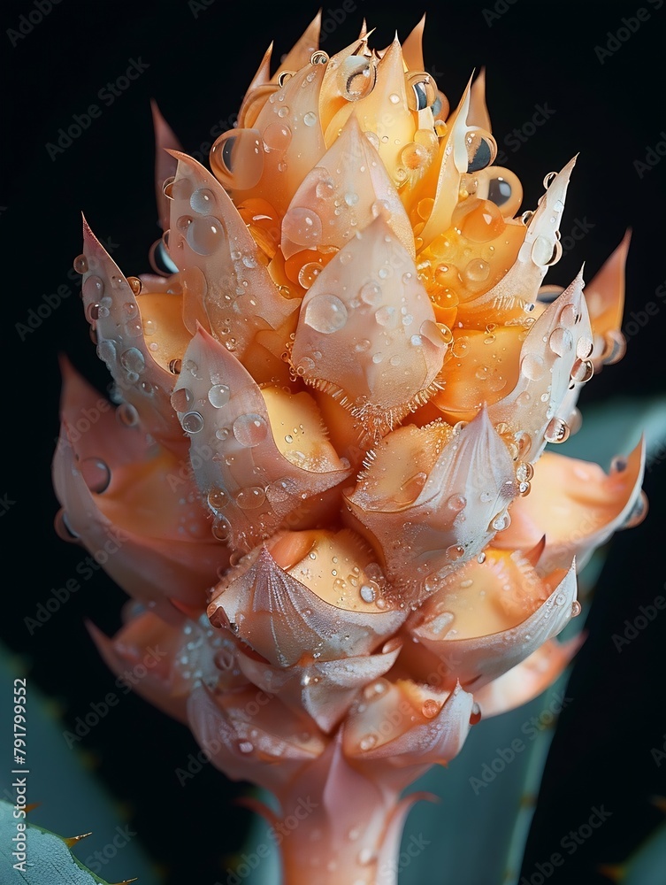 Poster Generative AI : Close-up translucence minimalist Pineapple full of water drop