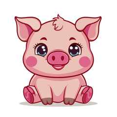 Obraz na płótnie Canvas Charming Pink Pig: Kawaii Chibi Style for Sweet 2D Designs illustration vector eps 