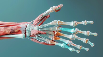 Human hand anatomy annotated diagram - obrazy, fototapety, plakaty