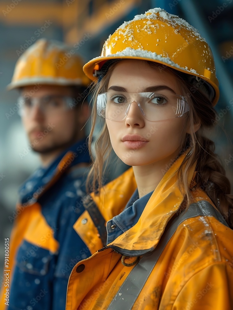 Poster generative ai : a workers with glasses in front of an industrial