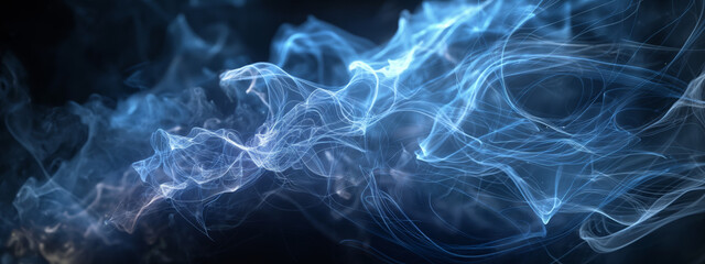 Fototapeta na wymiar White wavy smoke, abstract background banner
