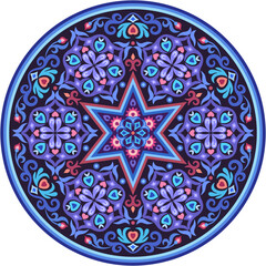 Vector abstract decorative round floral ethnic ornamental illustration