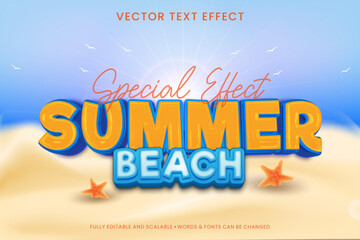 Summer beach text effect with Sea beach and summer season theme