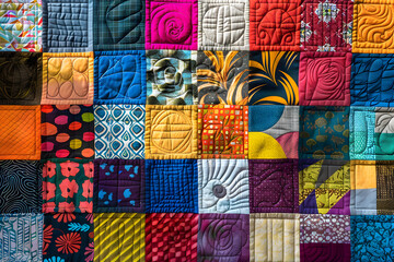 Vibrant Quilt Patterns Display: A Cohesive Blend of Traditional and Modern Design Philosophy in Textile Art