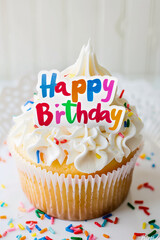 birthday cupcake with candle