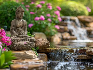 Buddha in a Peaceful Garden