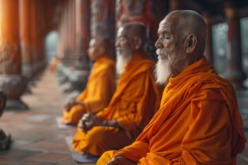 Monks During Meditation Session